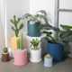 Morandi clay straight cylinder cylindrical Nordic colorful flower pot indoor succulent flowers and green plants simple pot with tray