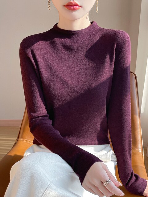 25 spring and autumn semi-turtleneck worsted sweater for women solid ...