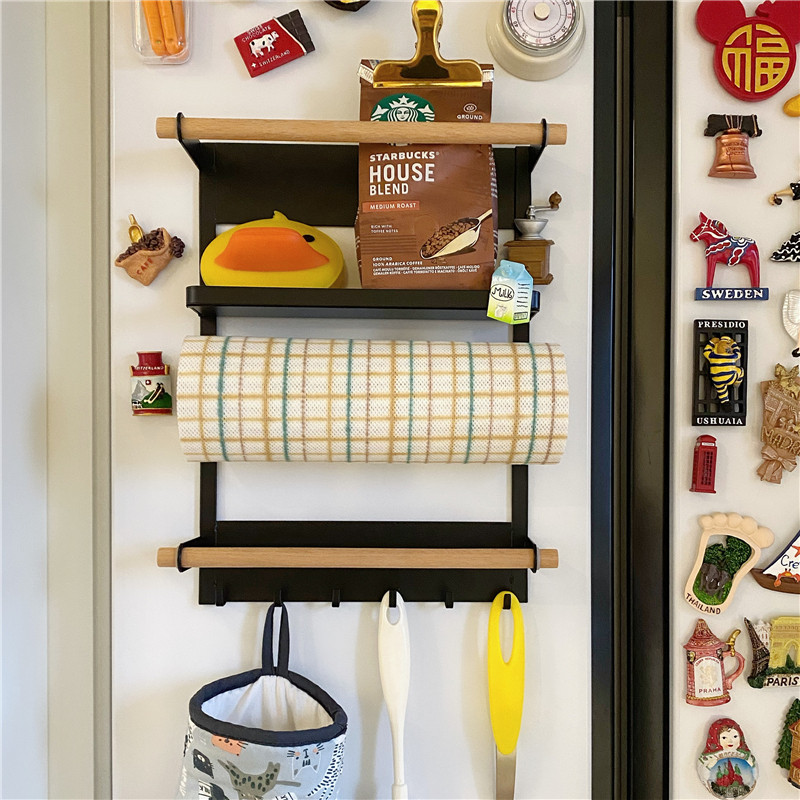 Étagère Magnétique Forte - Organisateur Pour Frigo, Cuisine Et Salle De Bain, Gain De Place, Facile à Installer, Noir