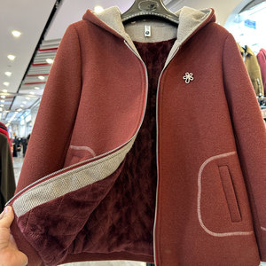 
Mother's clothing autumn and winter new hooded plus velvet thickened warm imitation mink velvet coat middle-aged and elderly loose age-reducing cotton coat