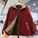 Fashionable mother's clothing autumn and winter new style velvet thickened warm woolen coat women's short thick loose burgundy cotton-padded jacket