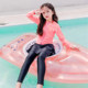 Children's swimsuit girl split skirt long -sleeved long trousers swimsuit, big girl girl baby hot spring fast drying suit,
