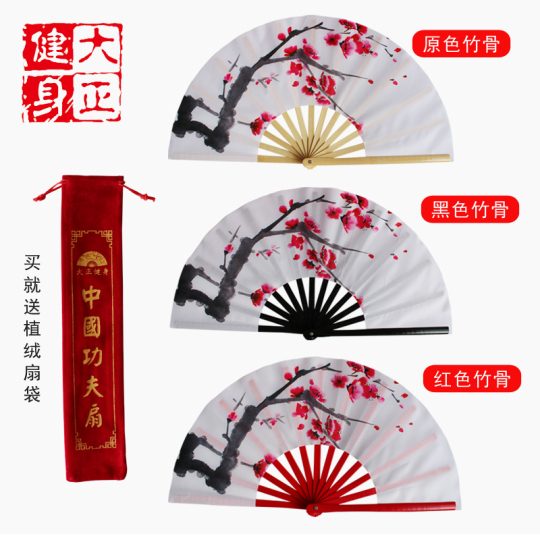Ventaglio Kung Fu Taichi Nero - Plastica Resistente Per Danza E Arti Marziali