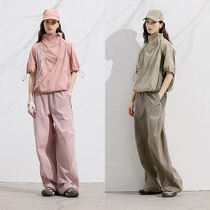 
Technology cool and breathable semicircle original designer brand 2025 summer outdoor short-sleeved suit women's two-piece set