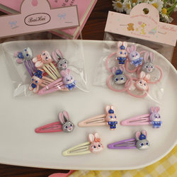 5 New Cartoon Rabbit Police Officer Hair Clips, Cute Zootopia Children's Hair Ties, Bb Clips, Small Hair Rings, Hair Accessories