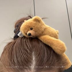 Authentic Teddy Bear Personalized Cute Plush Hair Clip Cartoon Doll High-Value Girl Hairband Hairpin Hair Accessory