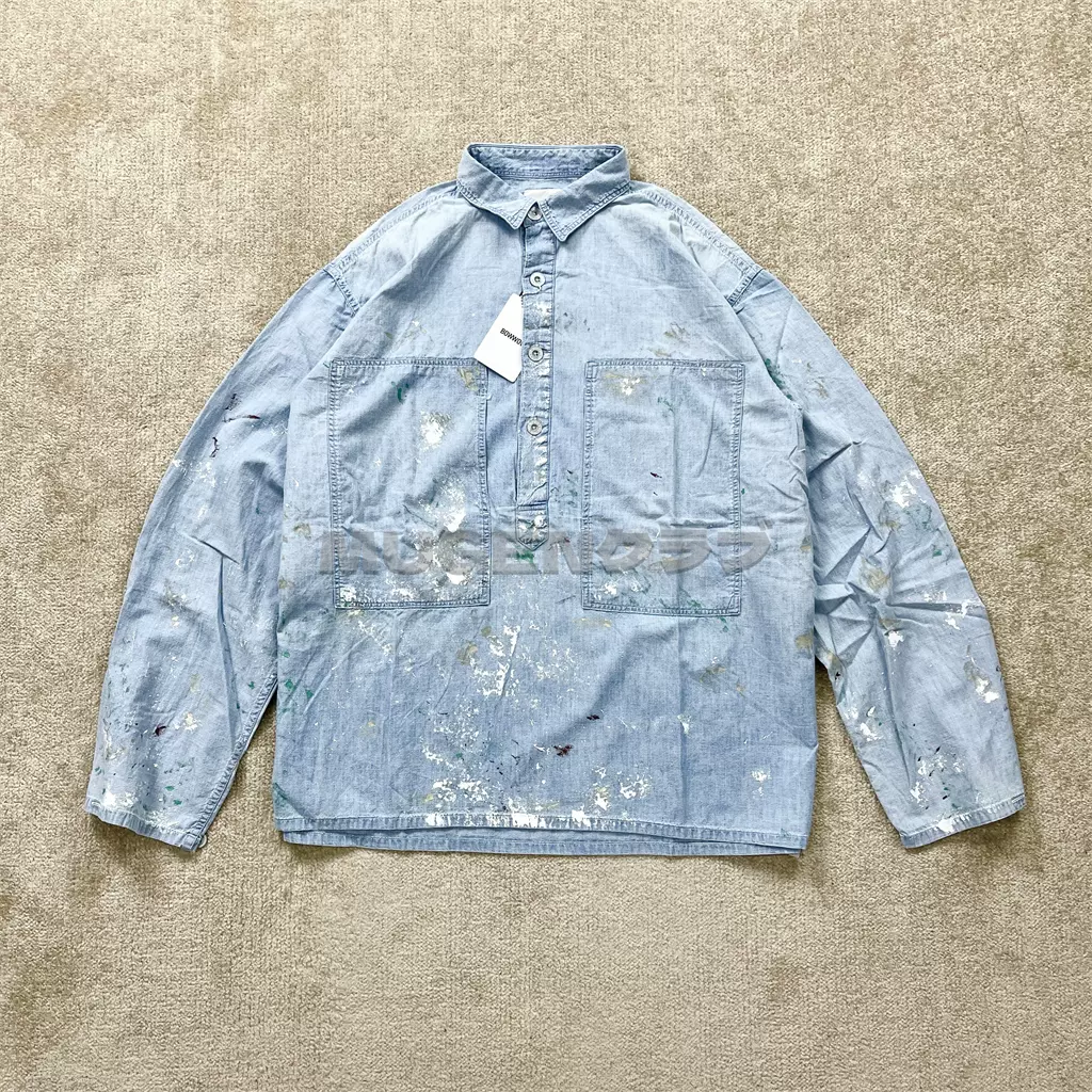 MUGEN现货BOWWOW 23AW CHAMBRAY SHIRT日产油漆水洗复古牛仔衬衫-Taobao