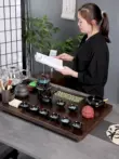 bàn trà điện giá rẻ Khay trà bằng gỗ nguyên khối hoàn toàn tự động có đáy kính và bộ trà Kung Fu gia dụng chứa đầy nước Bàn trà lớn dày tất cả trong một dành cho văn phòng hướng dẫn sử dụng bàn trà điện