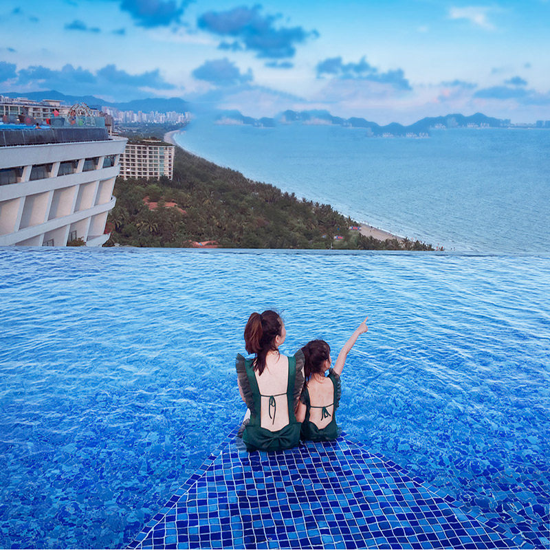 三亚康年酒店豪华海景房1-2晚套餐早玩乐蜜月无边泳