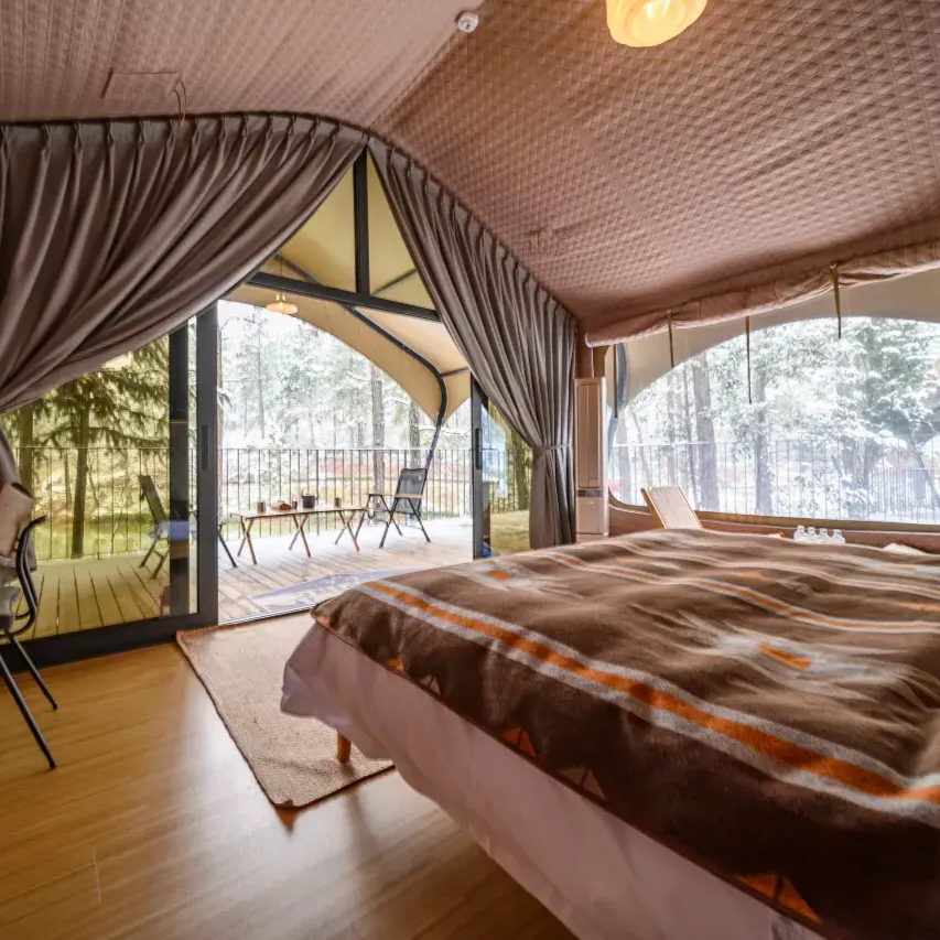 【周五不加价】安吉九亩松风帐篷酒店1晚含早+温汤+骑 马篝火手工旅拍