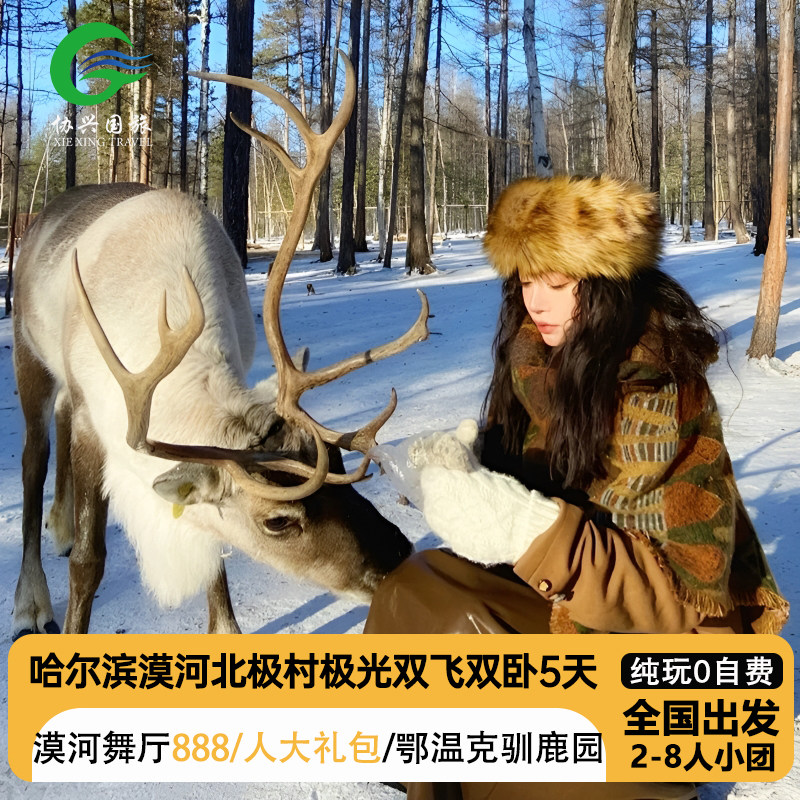 【全国出发】哈尔滨漠河旅游北极村鄂温克驯鹿纯玩0自费8人团5天 - 定制游预订