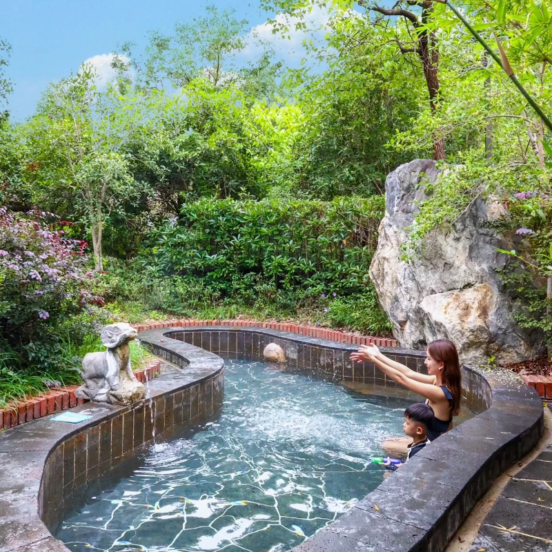 黄冈三里畈温泉别墅桃花源庭院私汤泡池一汤一院