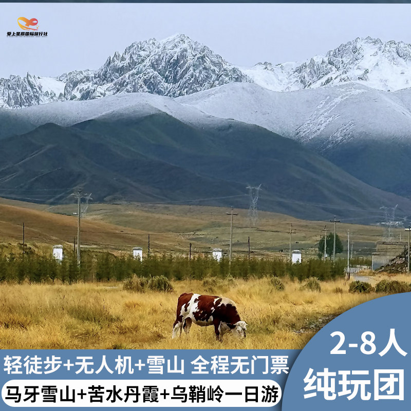 兰州出发马牙雪山1日游 | 丹霞+草原+雪山+徒步 | 无人机航拍 - 定制游预订