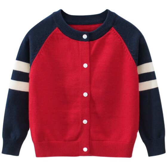 
27kids brand pure cotton children's clothing for boys and girls in spring and autumn children's sweaters cardigan coats knitted red spring clothes