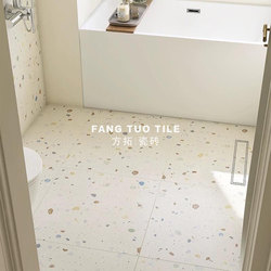 Japanese-Style Cream Bathroom Tiles, All-Ceramic Colorful Terrazzo 600X600 Bathroom Toilet Wall Tiles, Non-Slip Floor Tiles