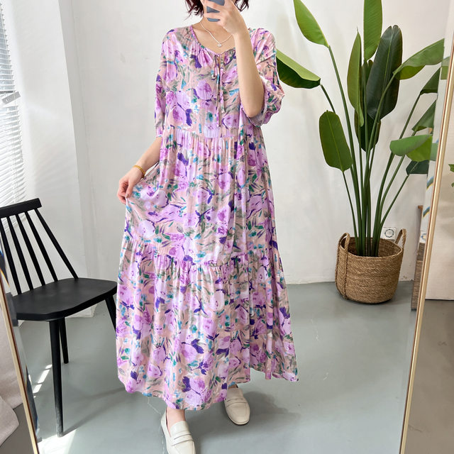 Artificial cotton dress fashion loose large size women's clothing ...