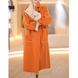 wool coat for women 2025 winter new high-end orange mid-length temperament wool thickened wool coat for women