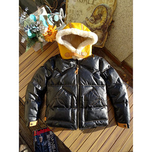 
Genuine leather down jacket [unisex] fur integrated hooded duck down warm genuine leather jacket Japanese retro