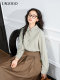 LAGOGO simple lapel peach leather velvet shirt for women Lagugu Valley 2024 autumn and winter new commuter solid color inner top