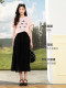 LAGOGO pleated slim skirt for women Lagugu Valley 2025 summer new elastic high-waist temperament black skirt

