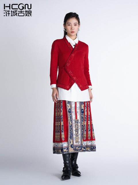 spring new Chinese style printed shirt retro celebrity temperament light luxury loose top M5007