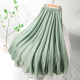 2025 Renaissance Retro Cotton and Line Skirt for Women in Summer Zen High Waist Irregular Large Line Mid-Long Skirt
