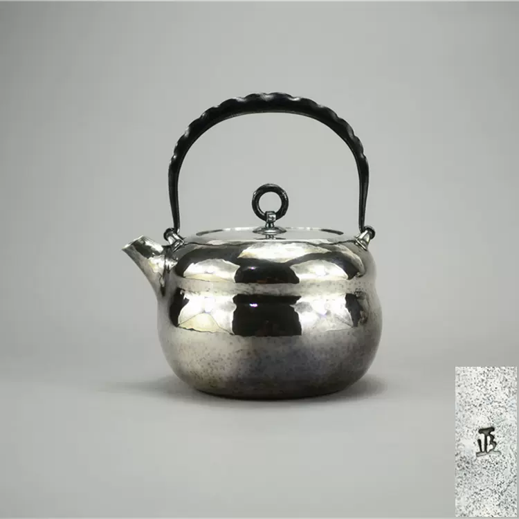 純銀日式《北村靜香南鐐瓢形口打出銀壺》銀瓶湯沸煮水銀壺-Taobao