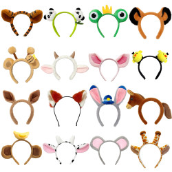 Cute Cartoon Plush Animal Headbands Pony Cat Headband Rabbit Monkey Lion Tiger Headwear Funny Hair Clips
