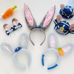 Zootopia Cute Plush Bunny Ear Headband Judy Hopps Police Officer Headwear Bunny Headband Hair Clip Pair