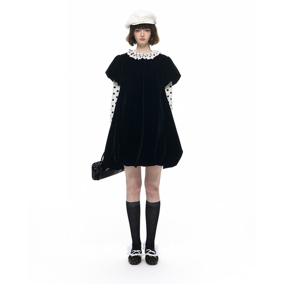 Romance Nanci A-line large hem velvet bud dress autumn and winter loose doll skirt