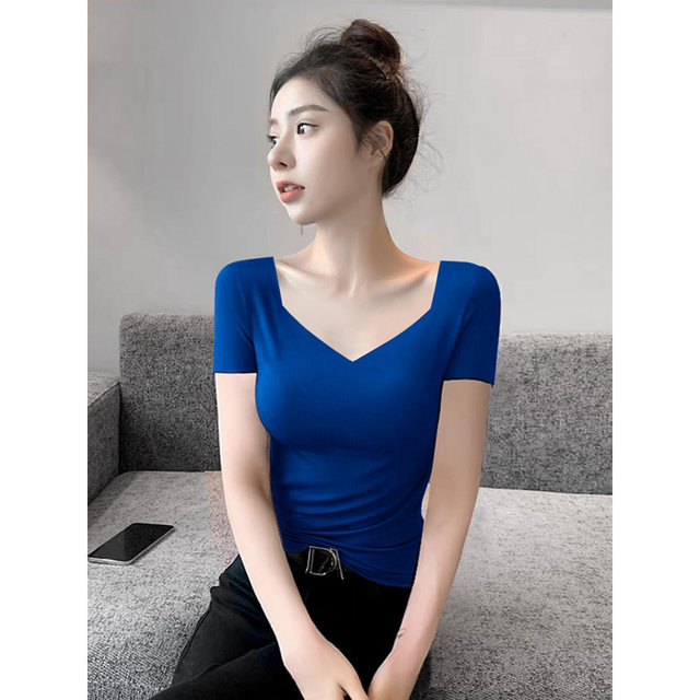 V-neck mid sleeve comfortable and breathable casual top