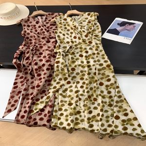 
Vest dress polka dot new autumn A-line 2025 retro niche long skirt for women J#3