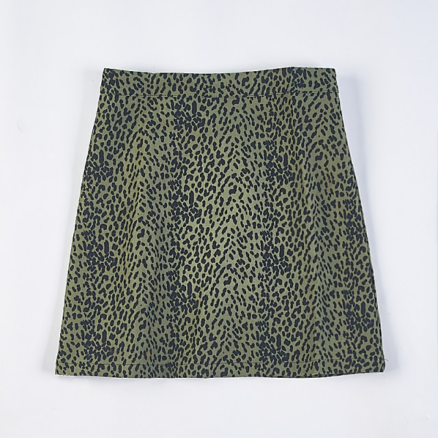 1123 Korean version casual high waist skirt 76808 spring and autumn zipper retro hot girl leopard print hip medium short skirt