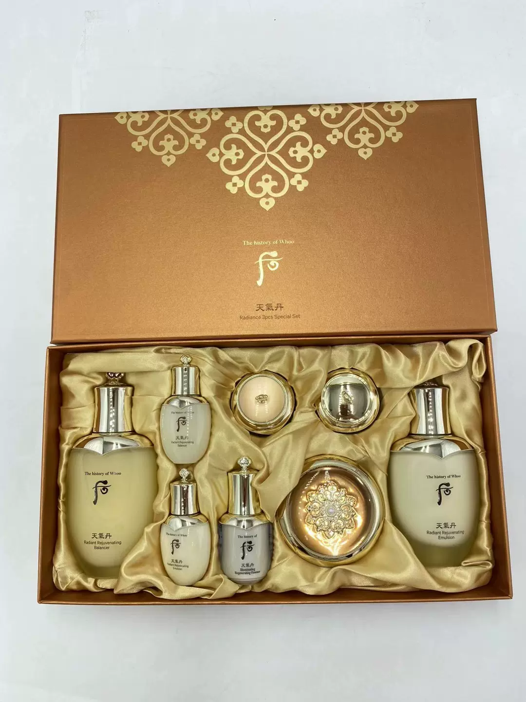 whoo后天气丹花献水乳精华三件套盒带气垫滋养护肤套装企划版包邮