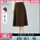 Aosidu autumn high-waisted skirt for women a-line large hem skirt small versatile loose slim mid-length skirt
