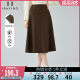 Aosidu autumn high-waisted skirt for women a-line large hem skirt small versatile loose slim mid-length skirt
