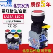 Yijia LA38-11DN reset công tắc nút tự khóa có đèn 24v220v đường kính 22cm loại đẩy màu đỏ và xanh