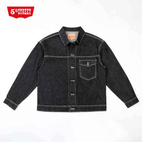 
5th street men's Korean casual long-sleeved lapel denim jacket 350061-261