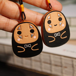 Cike Handmade Hayao Miyazaki Faceless Man Q Version Genuine Leather Planner Pendant Decoration Tag ins European and American Style Loose-Leaf Pendant