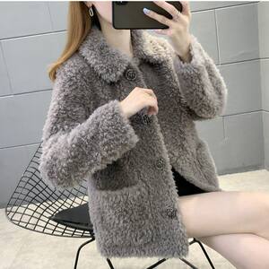 
2501 new fur coat women's mid-length wool coat fur integrated autumn and winter thickened warm coat
