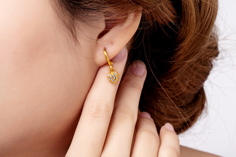 香港正品 24k黄金耳环黄金耳钉 女款 镶钻耳饰新款时尚999千足金