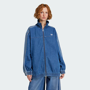 
Adidas Clover Women's Retro Cotton Denim Stand Collar Sports Loose Jacket