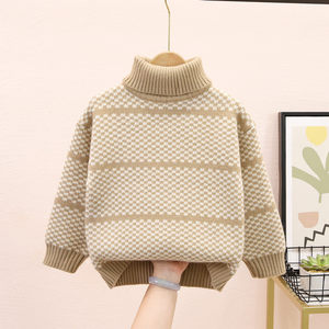 
Boys sweater, turtleneck, thickened winter new style baby Korean style children's sweater, handsome warm winter top