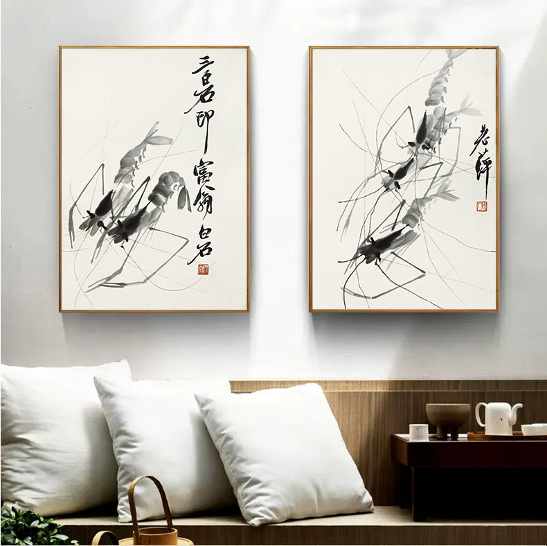 齐白石虾画上墙-淘宝逛一逛