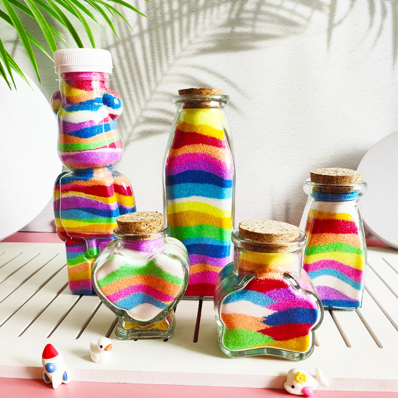 WEBEEDY Kit 10 Bouteilles Sable Coloré Arc-en-Ciel DIY – Activité Créative Artisanat Enfant, Mariage, Décoration