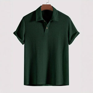 
European and American cross-border foreign trade men's top lapel diamond knitted casual loose short-sleeved shirt men's polo pine