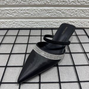 
Broken code processing French style stunning rhinestone strap sandals 2026 summer new style Baotou half drag pointed toe sandals for women