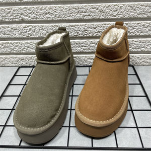 
Women's winter new style genuine leather snow boots with slight flaws, comfortable, versatile, fashionable, thickened, warm, thick-soled sleeve cotton boots