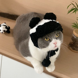 Cute plush panda hood, cat cross-dressing hat, pet knitted hat, black and white panda Lei Feng hat, photo props