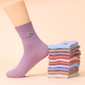 10 pairs of socks for women in autumn, thickened medium tube spring and autumn mid-waist socks mother stockings adult cotton socks comfortable adult pure color